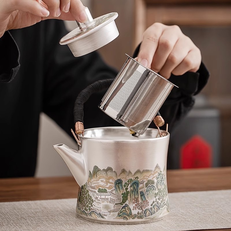 PYH 劉銀 一壺二杯 磁器銀装飾カンフー茶器セット ティー - Gift Box Wrap Set のレビューと価格